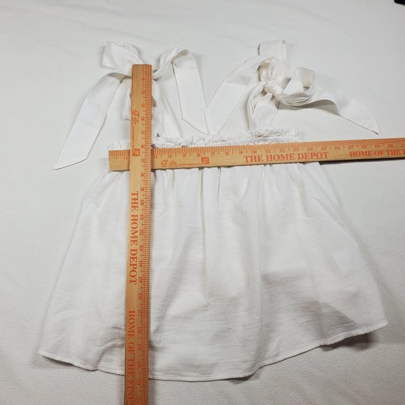 Outerknown Oasis Top Womens Medium White Bows Organic Cotton Boho Beach Coastal - Picture 10 of 12